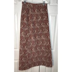 Women's Handmade‎ 39" Long Maxi Red Paisley Corduroy Skirt